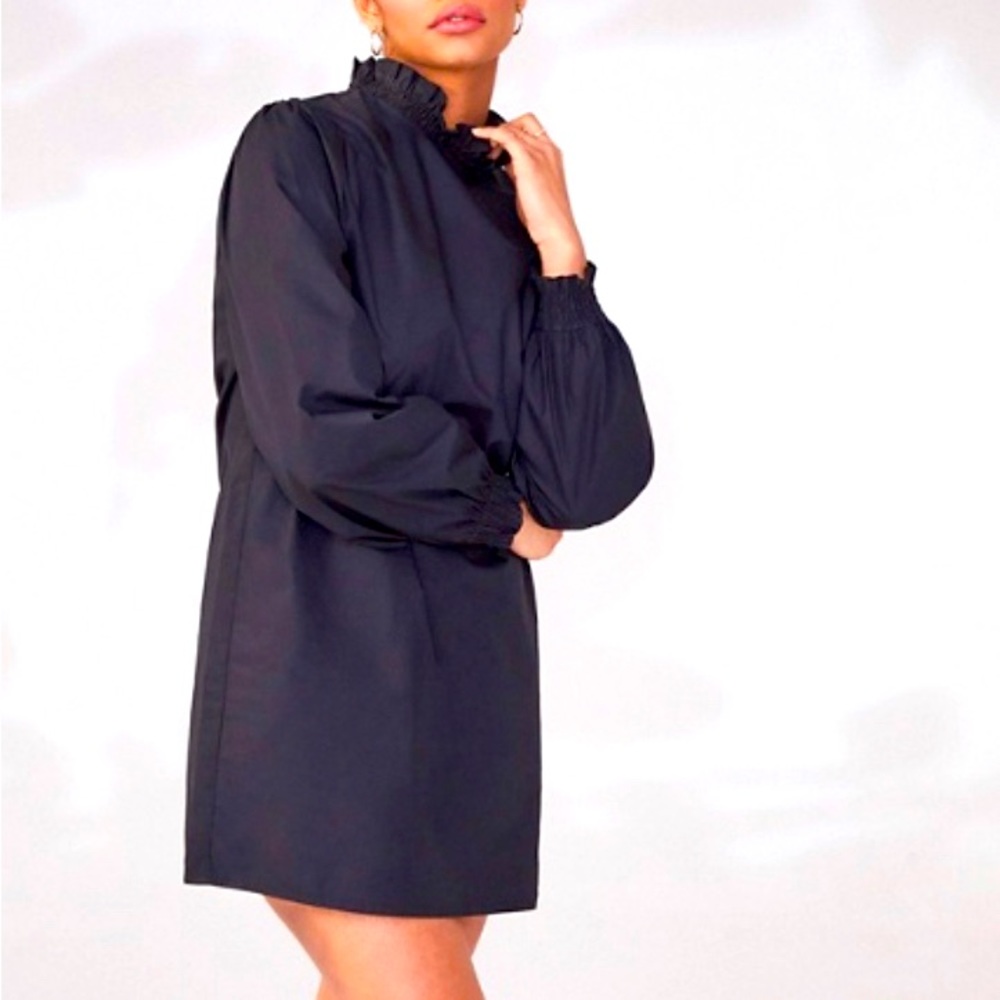 Poplin black shift dress (new) XL fits like large.